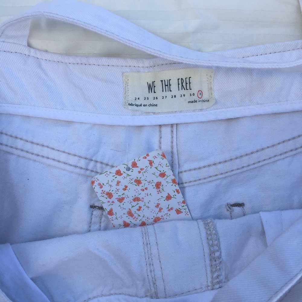 Free People Strappy Denim Shorts Overall White 31 - Picture 3 of 4